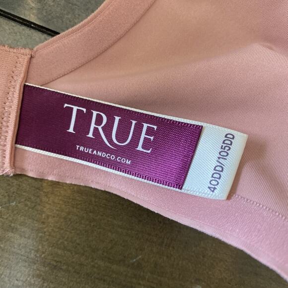 True Co Womens 40DD Pink Maybe Lace Underwire Tee Shirt Bra - Picture 7 of 8